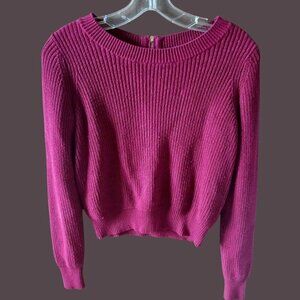Banana Republic Womens Fuchsia Ribbed Sweater With Back Zipper XSmall